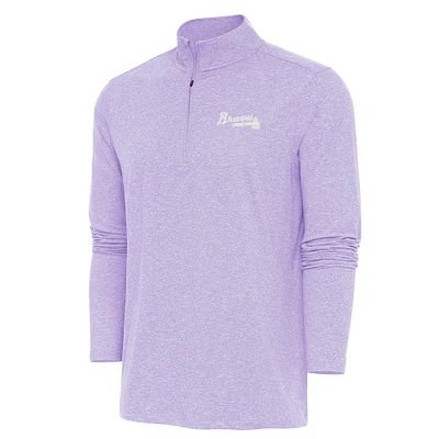 Men's Antigua Lavender Atlanta Braves Hunk Quarter-Zip Top