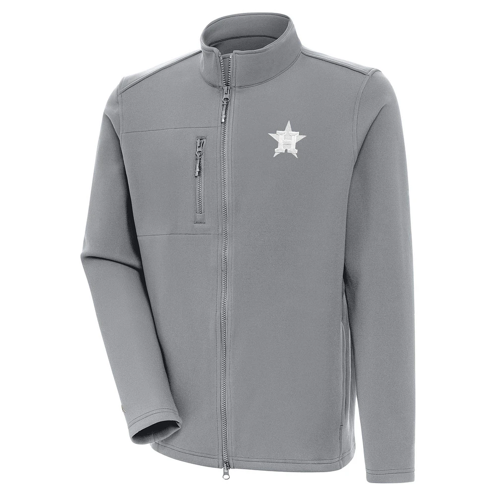 Men's Antigua Gray Houston Astros Objection Full-Zip Jacket