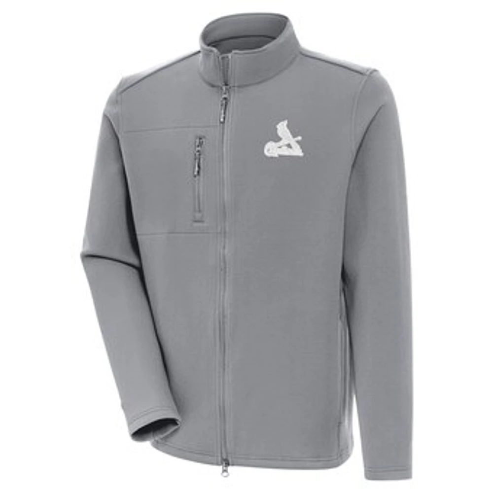 Men's Antigua Gray St. Louis Cardinals Objection Full-Zip Jacket