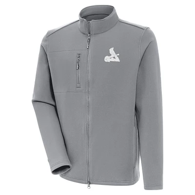 Men's Antigua Gray St. Louis Cardinals Objection Full-Zip Jacket