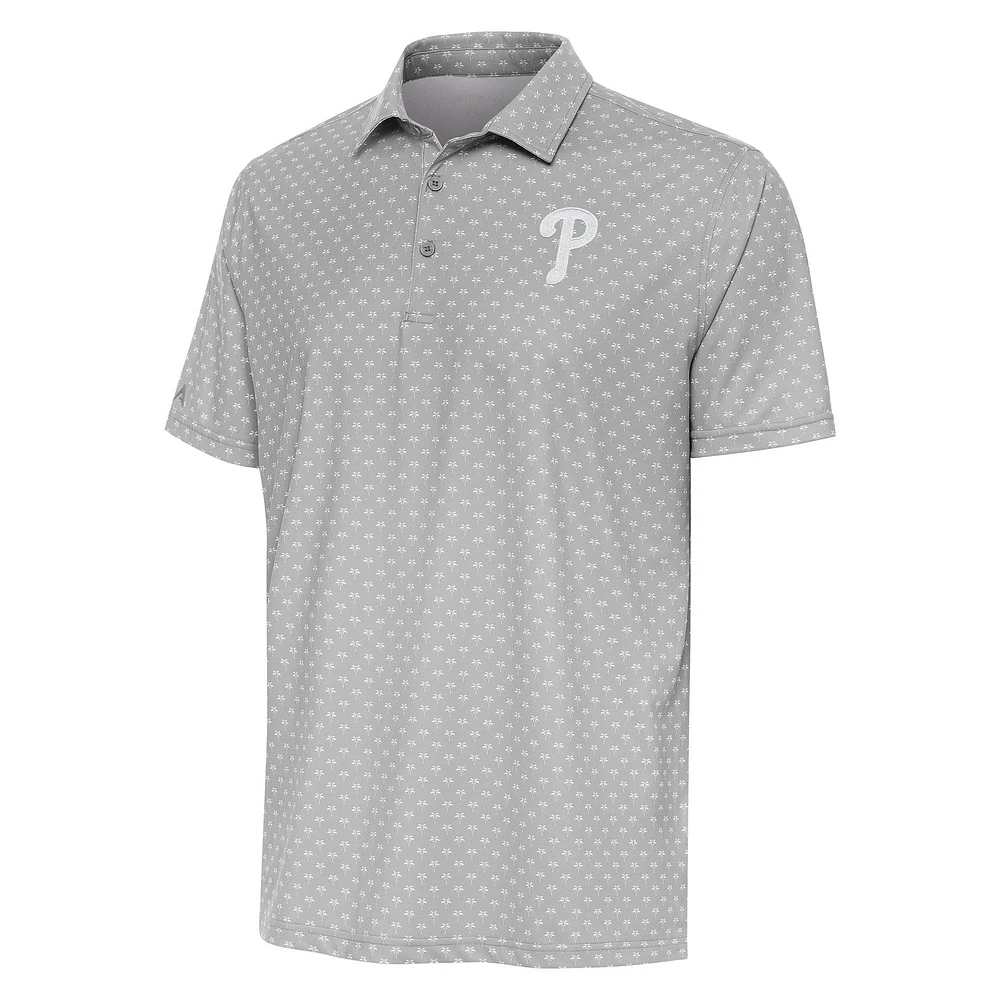 Men's Antigua Gray Philadelphia Phillies Kona Polo