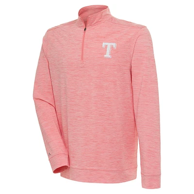 Men's Antigua Coral Texas Rangers Bright Quarter-Zip Pullover Top