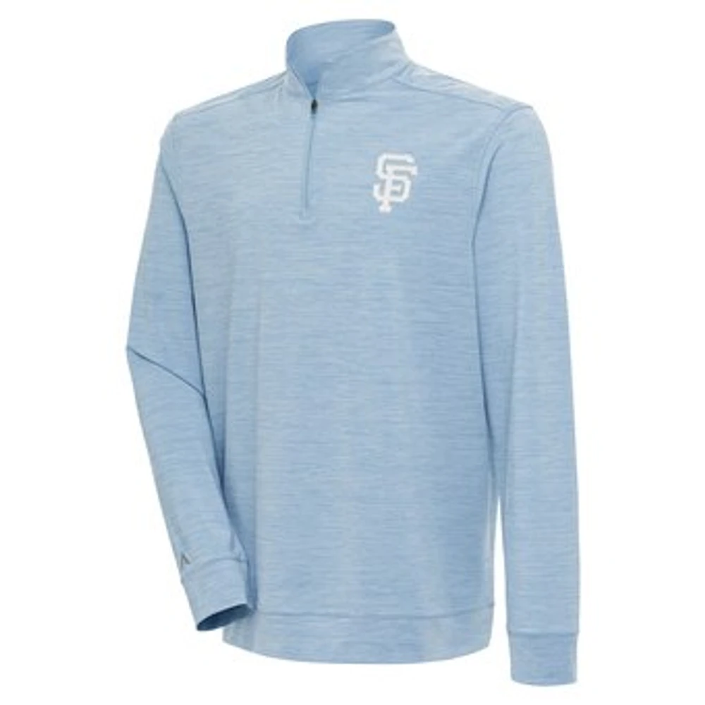 Men's Antigua Light Blue San Francisco Giants Bright Quarter-Zip Pullover Top