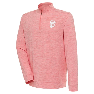 Men's Antigua Coral San Francisco Giants Bright Quarter-Zip Pullover Top
