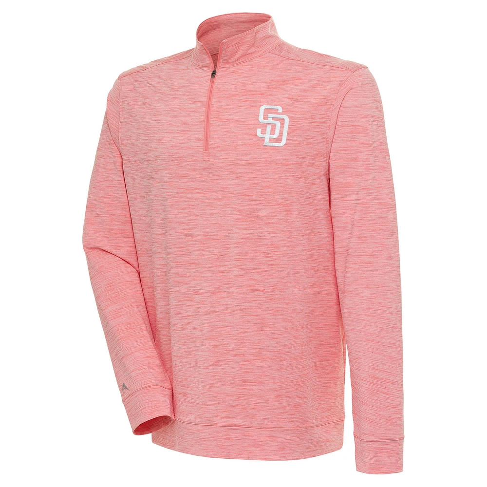 Men's Antigua Coral San Diego Padres Bright Quarter-Zip Pullover Top