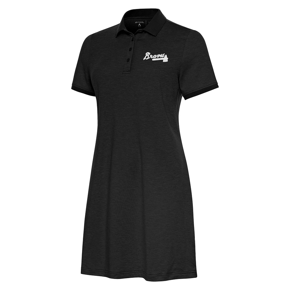 Women's Antigua Black Atlanta Braves Play Through Polo Dress