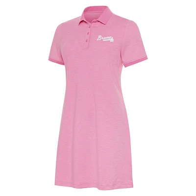 Women's Antigua  Pink Atlanta Braves Play Through Polo Dress