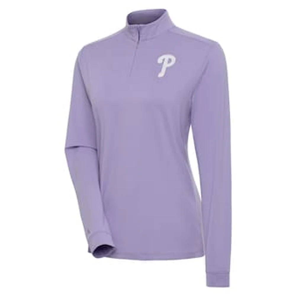 Women's Antigua Purple Philadelphia Phillies Finish Quarter-Zip Pullover Top