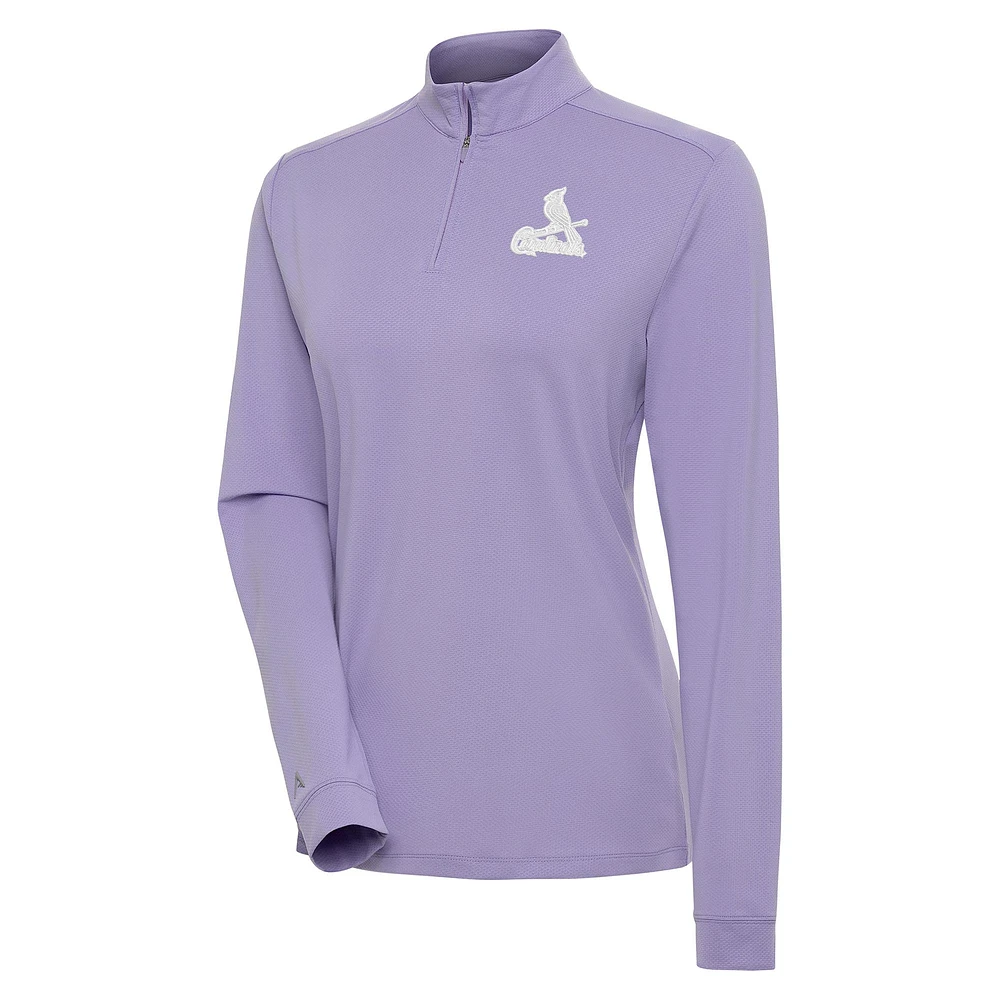 Women's Antigua Purple St. Louis Cardinals Finish Quarter-Zip Pullover Top