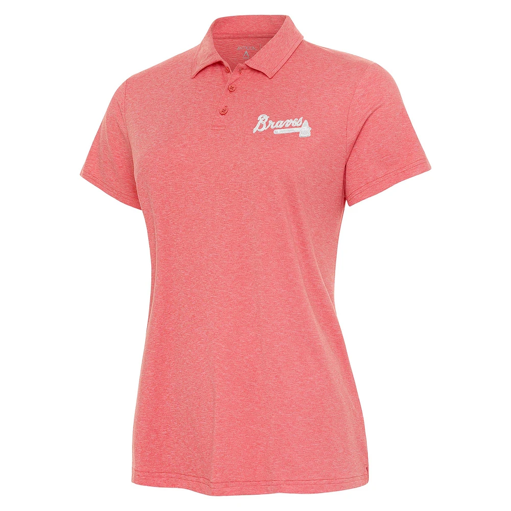 Women's Antigua Coral Atlanta Braves Matter Polo