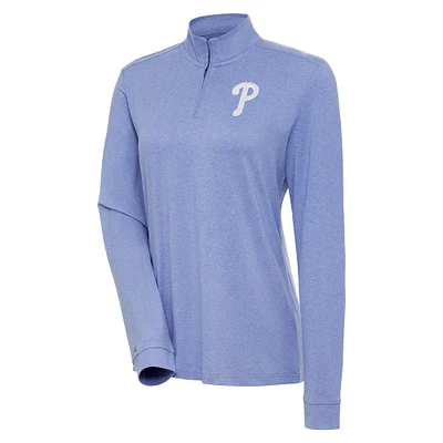 Women's Antigua Lavender Philadelphia Phillies Mentor Quarter-Zip Pullover Top