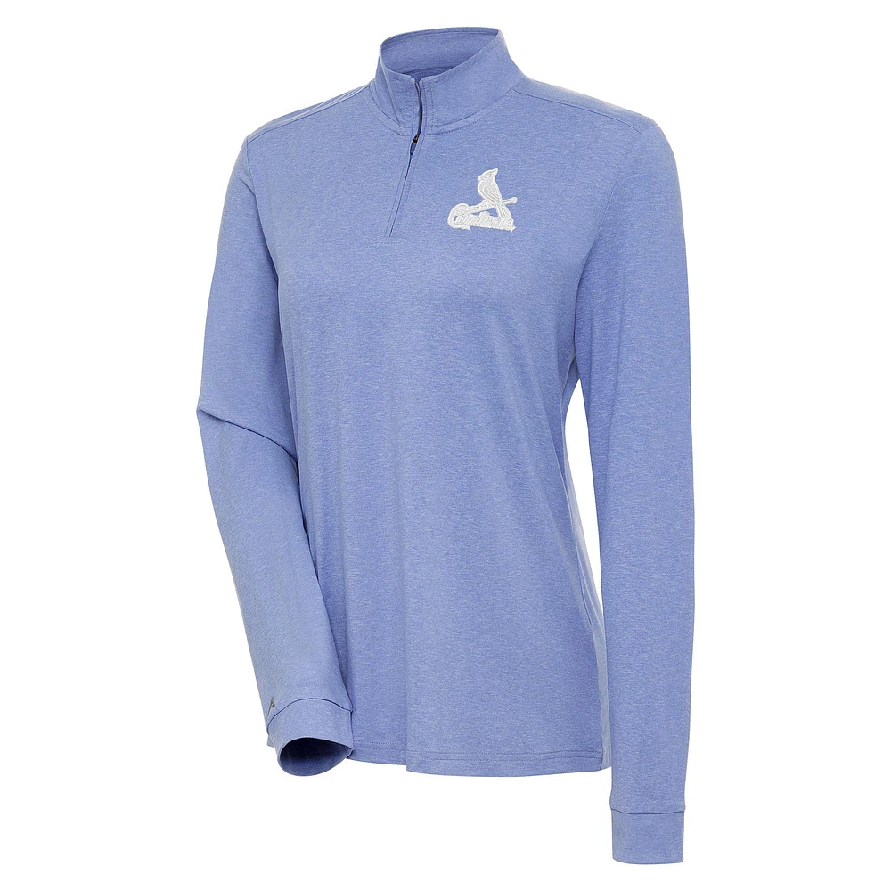Women's Antigua Lavender St. Louis Cardinals Mentor Quarter-Zip Pullover Top