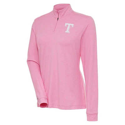 Women's Antigua Pink Texas Rangers Mentor Quarter-Zip Pullover Top