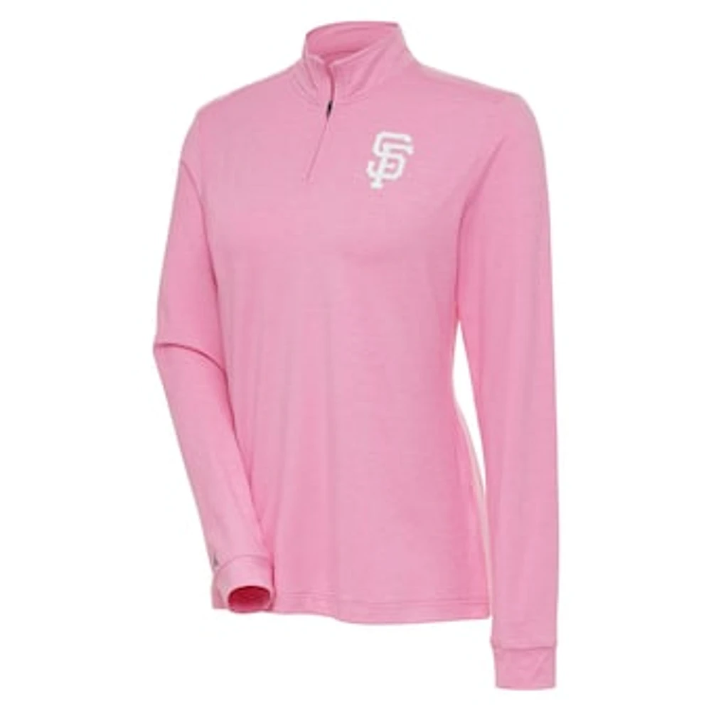 Women's Antigua Pink San Francisco Giants Mentor Quarter-Zip Pullover Top