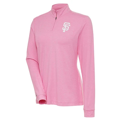 Women's Antigua Pink San Francisco Giants Mentor Quarter-Zip Pullover Top