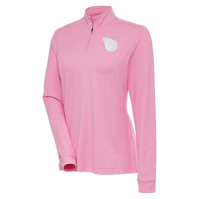 Women's Antigua Pink Cleveland Guardians Mentor Quarter-Zip Pullover Top