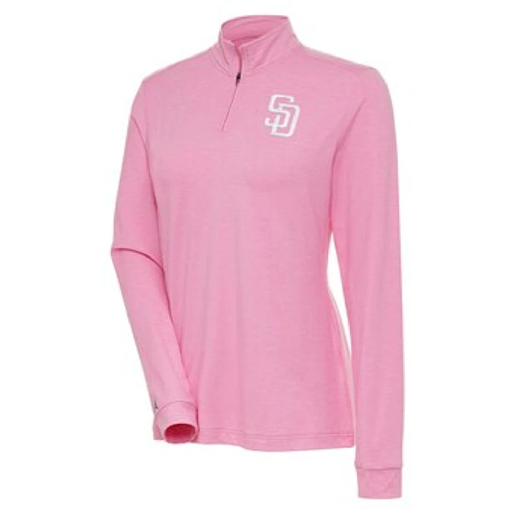 Women's Antigua Pink San Diego Padres Mentor Quarter-Zip Pullover Top
