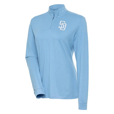 Women's Antigua Light Blue San Diego Padres Mentor Quarter-Zip Pullover Top