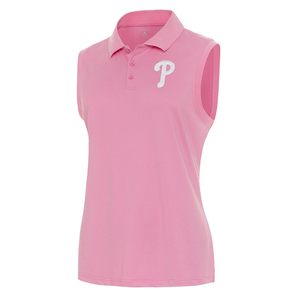 Women's Antigua Coral Philadelphia Phillies Recap Sleeveless Polo