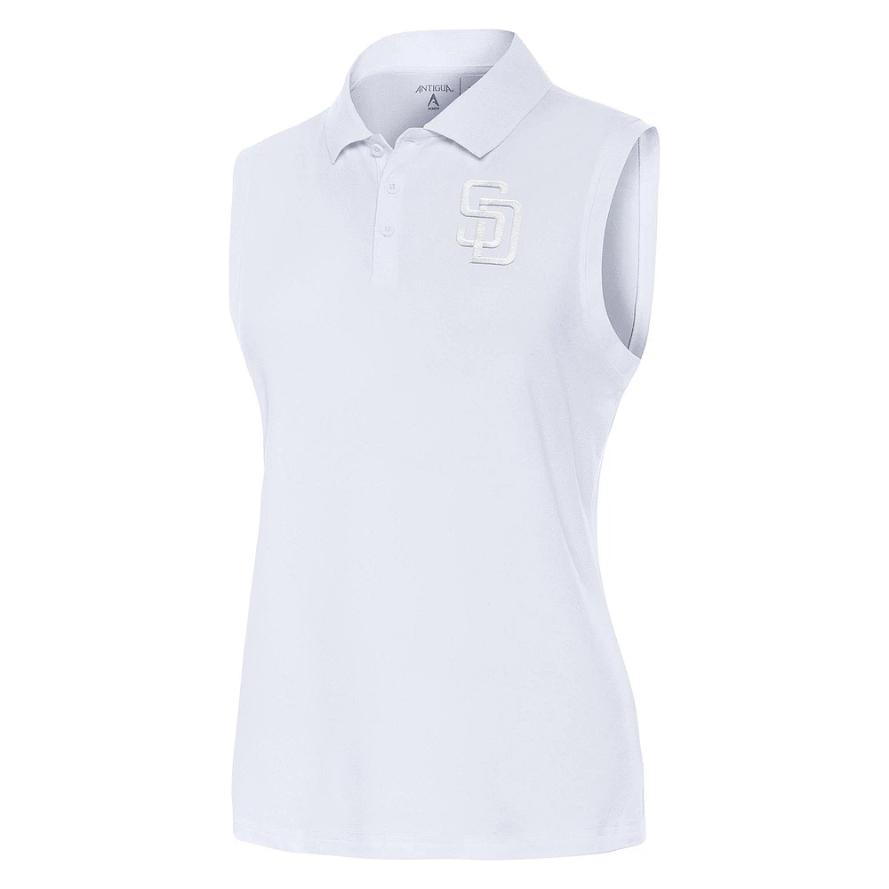 Women's Antigua White San Diego Padres Recap Sleeveless Polo