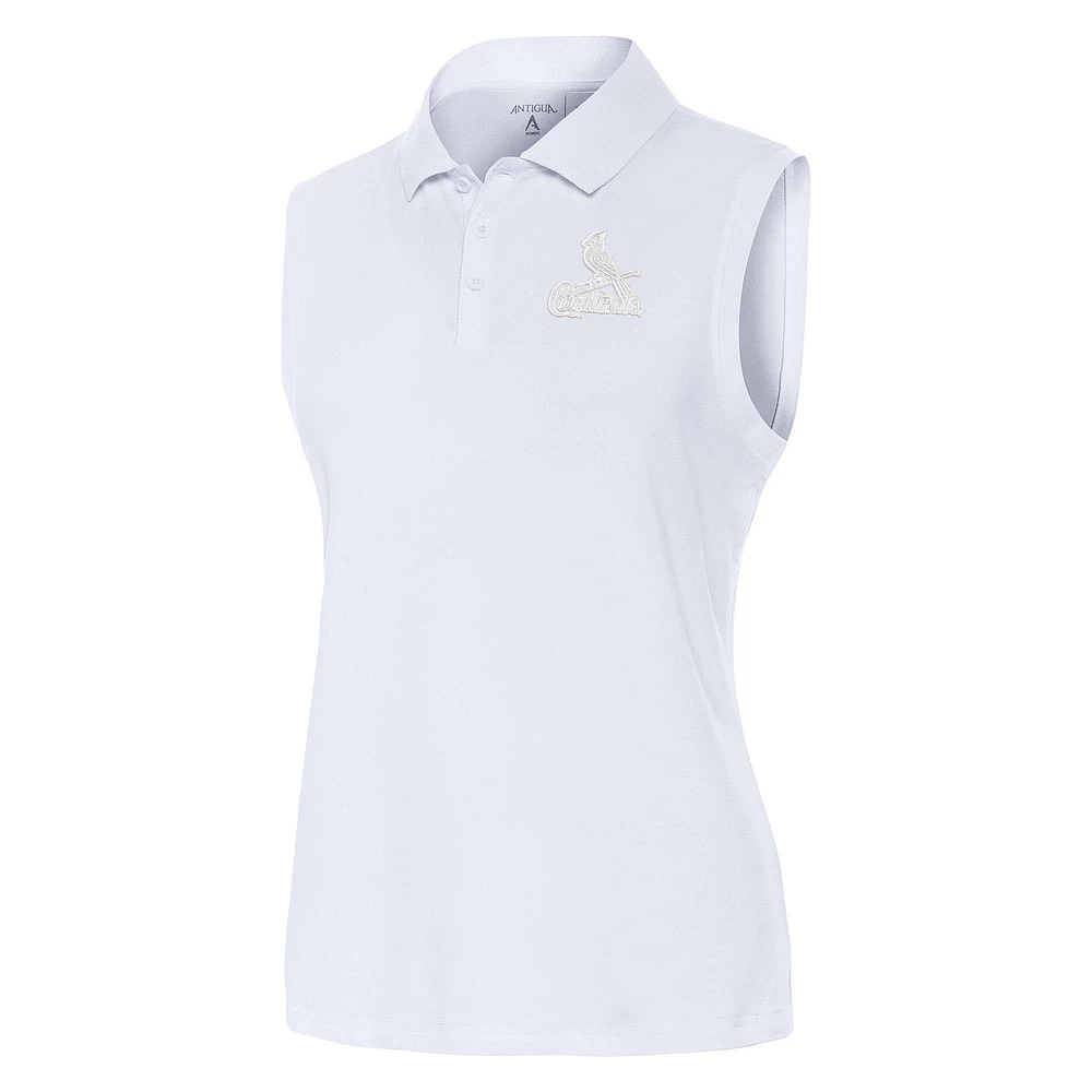 Women's Antigua White St. Louis Cardinals Recap Sleeveless Polo