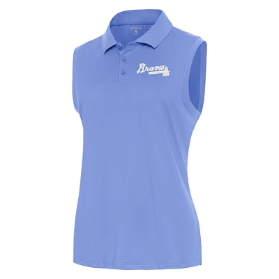 Women's Antigua Lavender Atlanta Braves Recap Sleeveless Polo