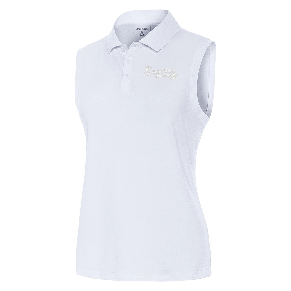 Women's Antigua White Atlanta Braves Recap Sleeveless Polo