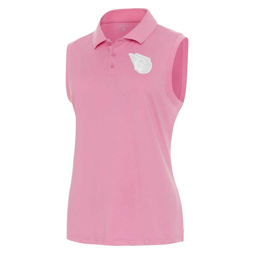 Women's Antigua Coral Cleveland Guardians Recap Sleeveless Polo