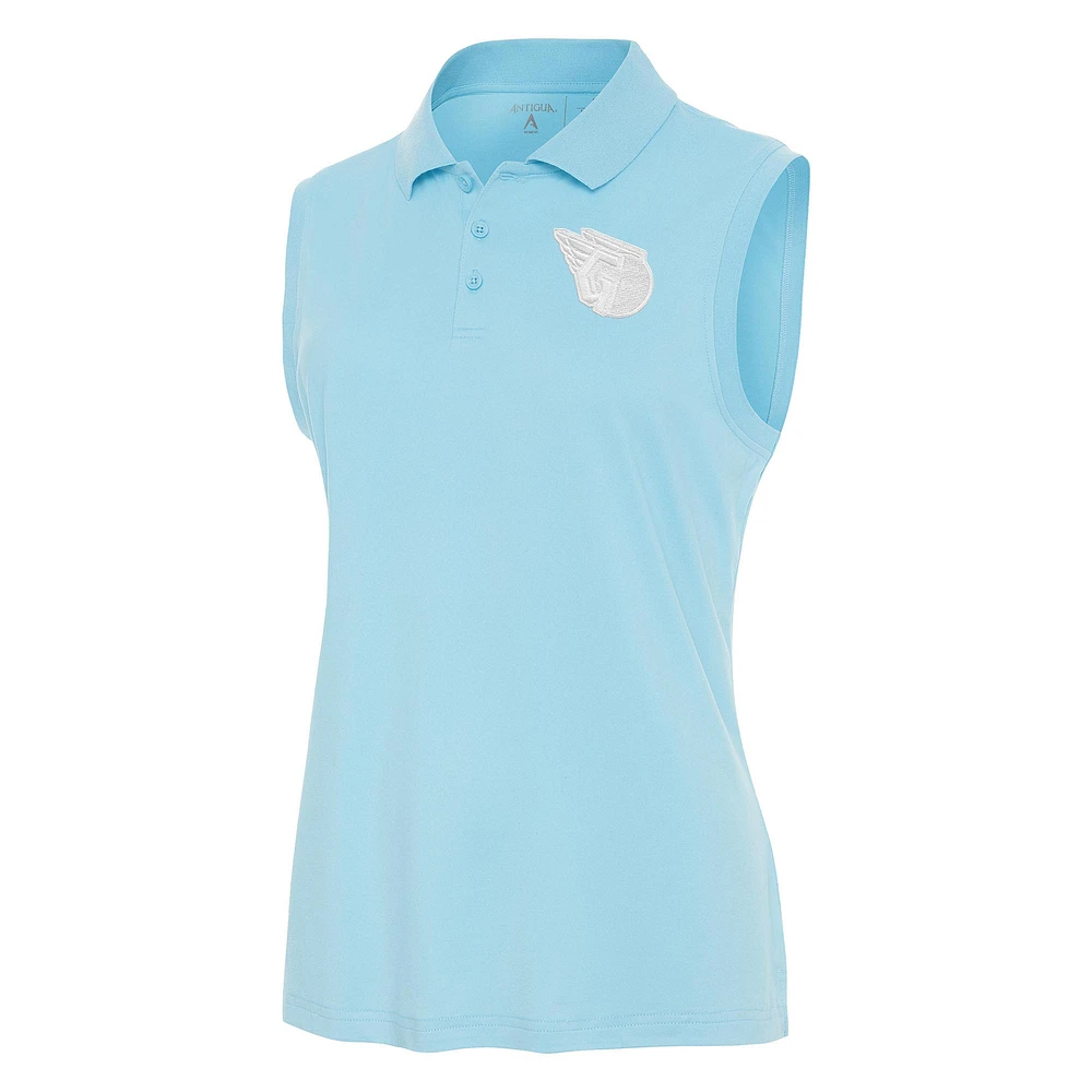 Women's Antigua Powder Blue Cleveland Guardians Recap Sleeveless Polo