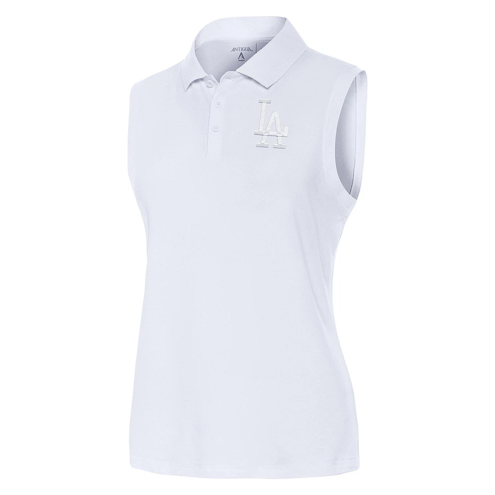 Women's Antigua White Los Angeles Dodgers Recap Sleeveless Polo
