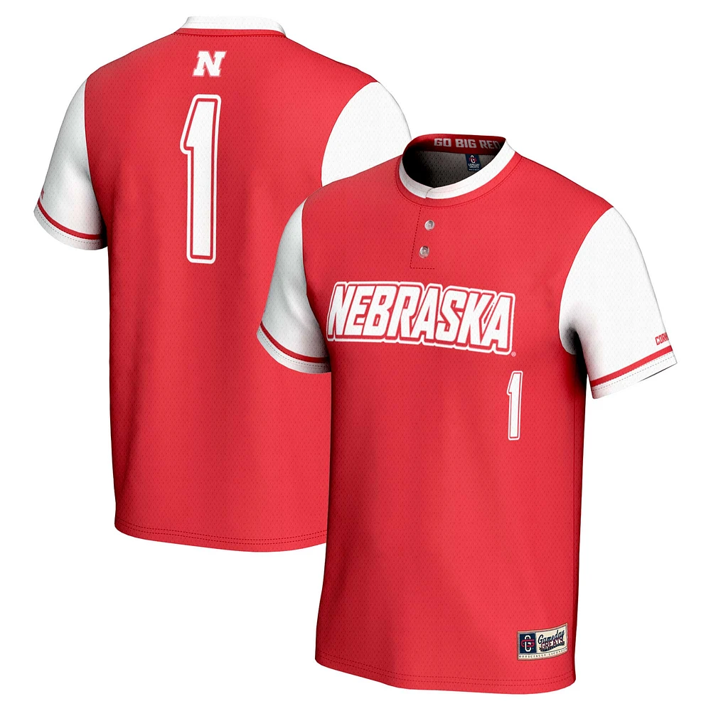 Youth GameDay Greats #1 Scarlet Nebraska Huskers Lightweight Softball Jersey