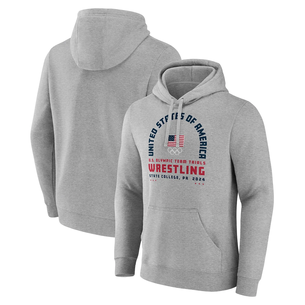Men's Gray Team USA U.S. Olympic Wrestling Trials Combat Arch Pullover Hoodie