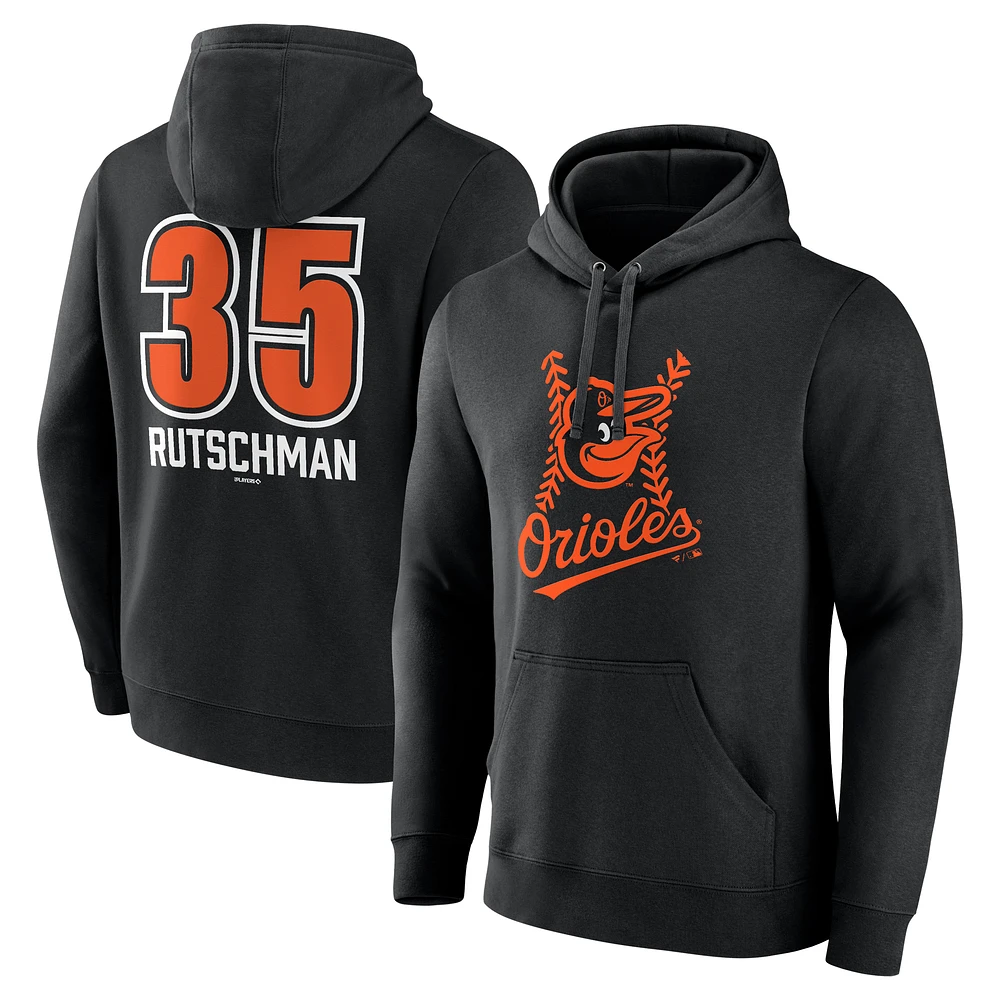 Men's Adley Rutschman Black Baltimore Orioles Fastball Player Name & Number Pullover Hoodie