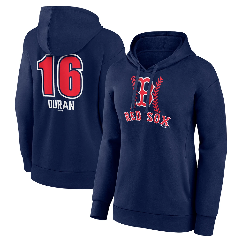 Women's Jarren Duran Navy Boston Red Sox Fastball Player Name & Number Pullover Hoodie