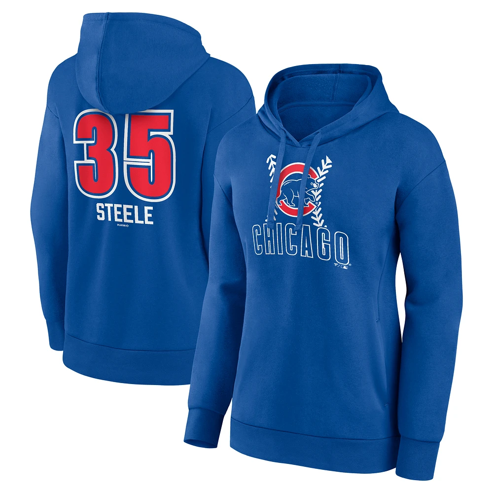 Women's Justin Steele Royal Chicago Cubs Fastball Player Name & Number Pullover Hoodie