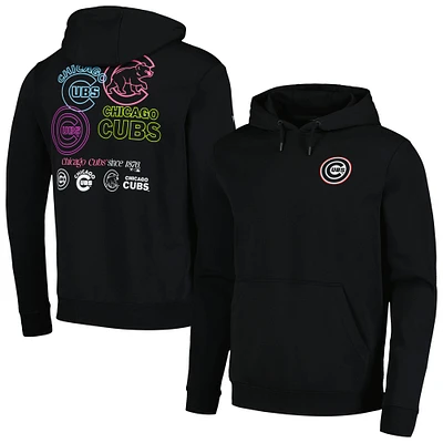 Men's Levelwear Black Chicago Cubs Podium Vintage Pullover Hoodie