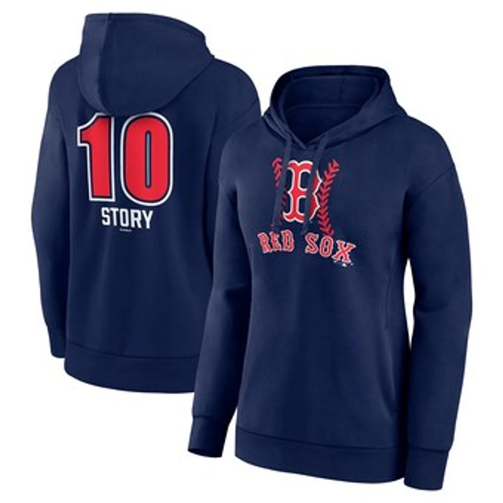 Women's Trevor Story Navy Boston Red Sox Fastball Player Name & Number Pullover Hoodie