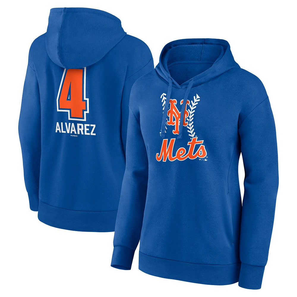 Women's Francisco Alvarez Royal New York Mets Fastball Player Name & Number Pullover Hoodie