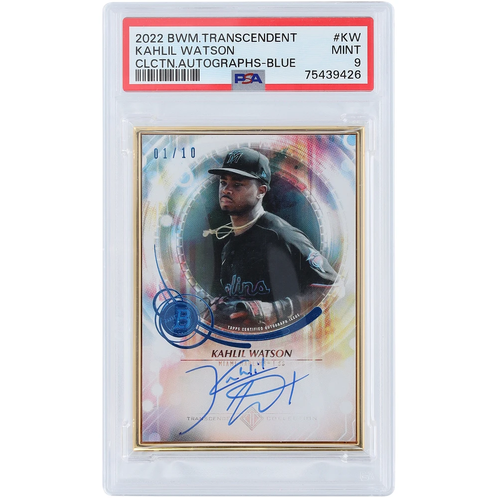 Kahlil Watson Miami Marlins Autographed 2022 Bowman Transcendent Gold Framed #TCA-KW #1/10 PSA Authenticated 9 Rookie Card