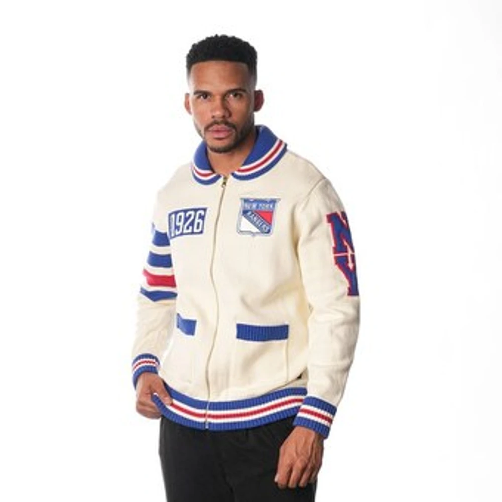 Unisex The Wild Collective Cream New York Rangers Jacquard Full-Zip Sweater