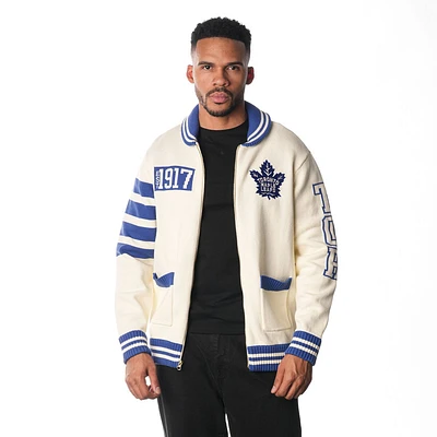 Unisex The Wild Collective Cream Toronto Maple Leafs Jacquard Full-Zip Sweater