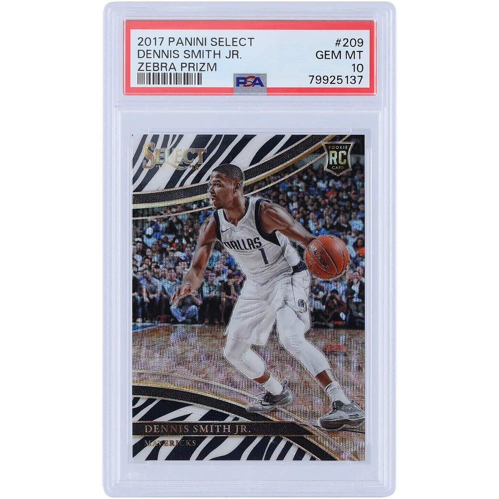 Dennis Smith Jr. Dallas Mavericks 2017-18 Panini Select Zebra Prizm #209 PSA Authenticated 10 Rookie Card
