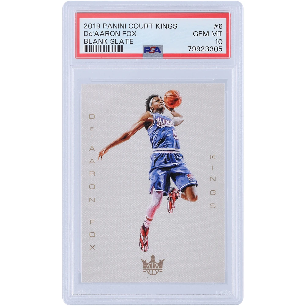 De'Aaron Fox Sacramento Kings 2019-20 Panini Court Kings Blank Slate Case Hit #6 PSA Authenticated 10 Card