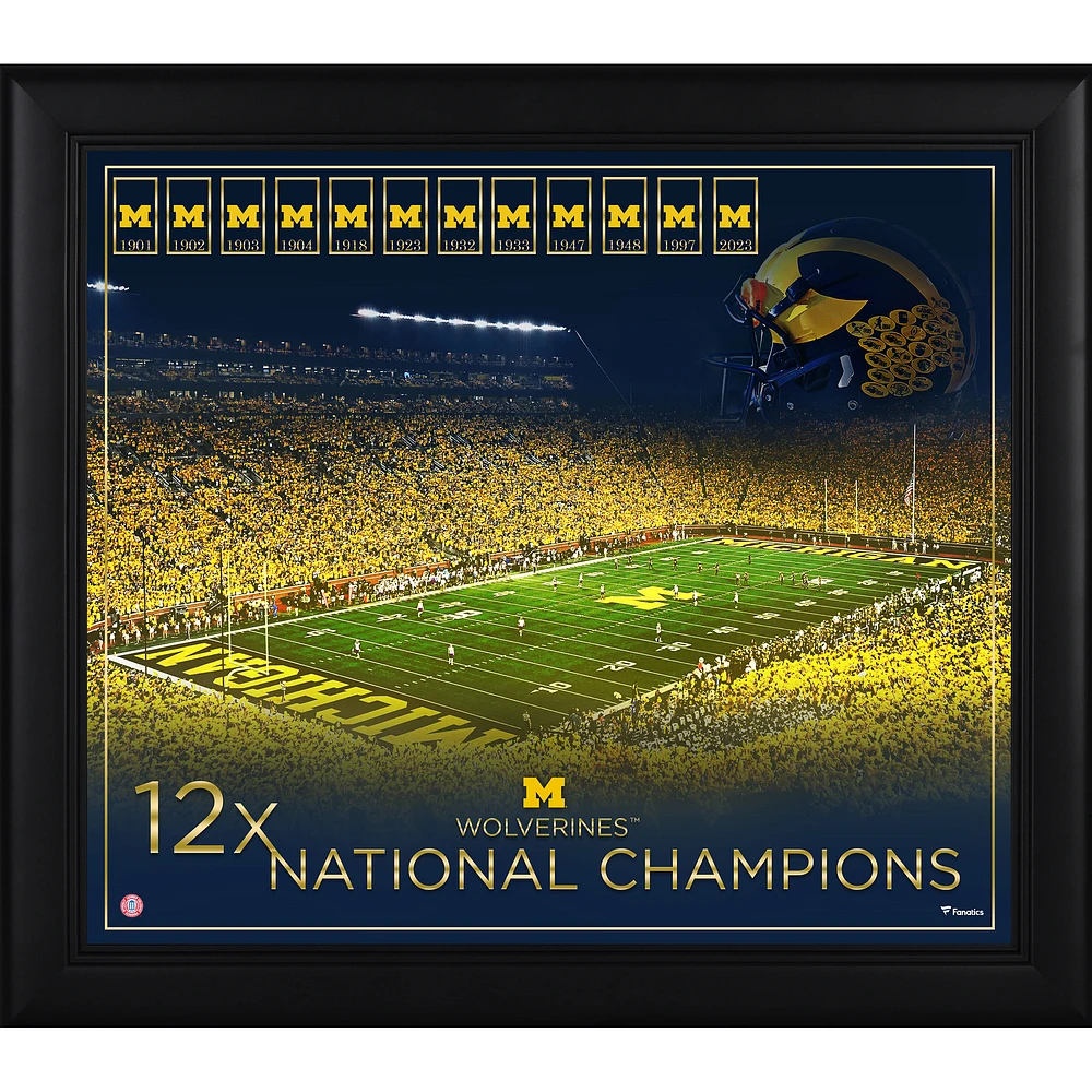 Michigan Wolverines Framed 15" x 17" Football 12x Championship Count Collage