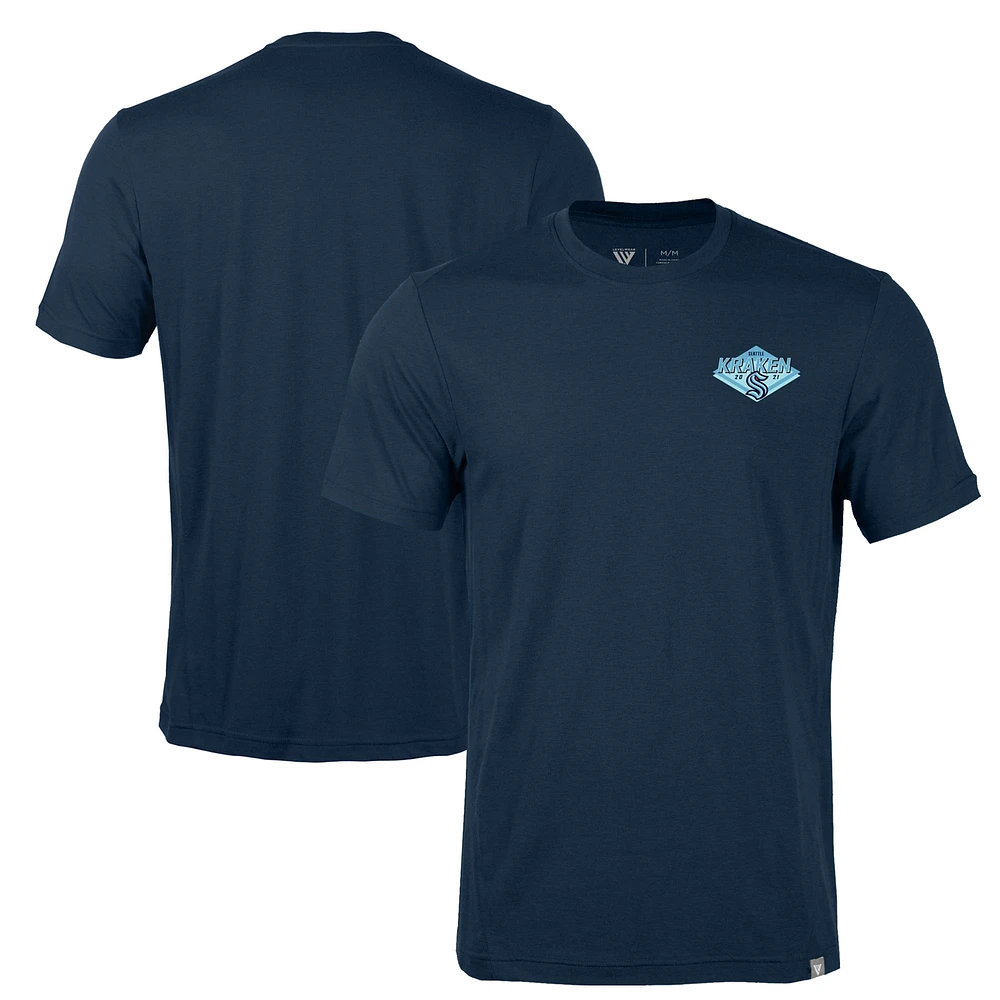 Men's Levelwear Navy Seattle Kraken Thrive Club Patch 2.0 Tri-Blend T-Shirt