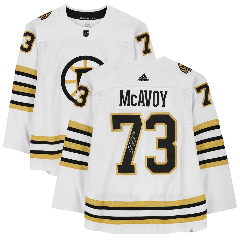 Charlie McAvoy Boston Bruins Autographed White adidas Authentic Jersey with 100th Anniversary Patch