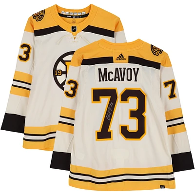 Charlie McAvoy Boston Bruins Autographed Beige Alternate adidas Authentic Jersey with 100th Anniversary Patch