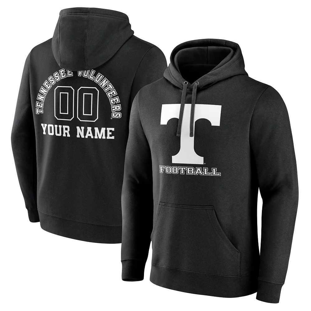 Men's Black Tennessee Volunteers Personalized Name & Number Monochrome Pullover Hoodie