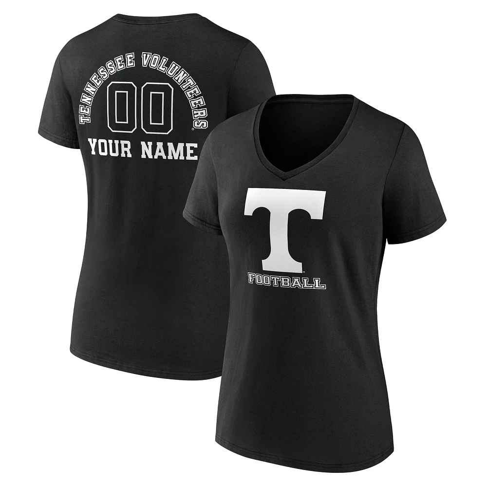 Women's Black Tennessee Volunteers Personalized Name & Number Monochrome V-Neck T-Shirt