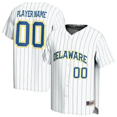 Youth GameDay Greats White Delaware Fightin' Blue Hens NIL Pick-A-Player Baseball Lightweight Jersey